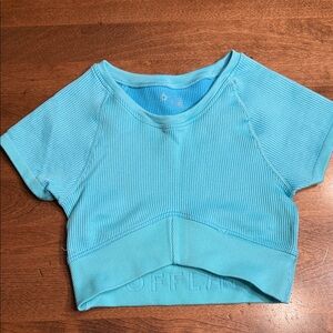 Aerie Offline Blue Ribbed Crop Top